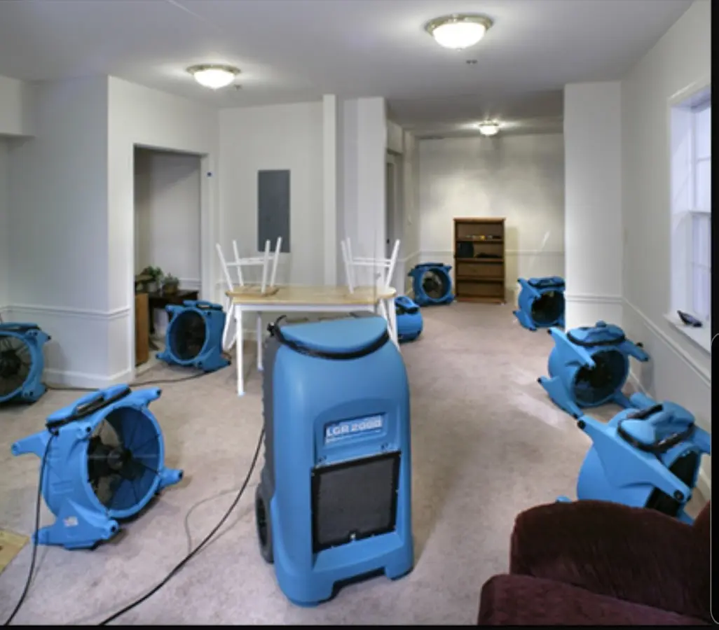 Air movers and dehumidifier setup for Water Extraction & Removal in Bernardsville
